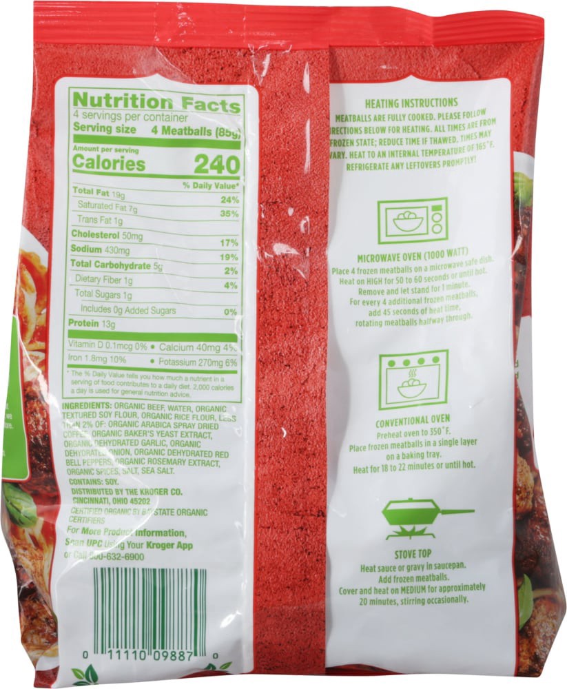 slide 2 of 4, Simple Truth Organic Grass-Fed Beef Italian Style Meatballs, 12 oz