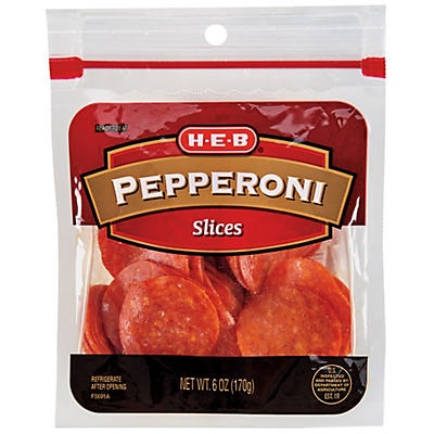 slide 1 of 1, H-E-B Pepperoni Slices, 6 oz