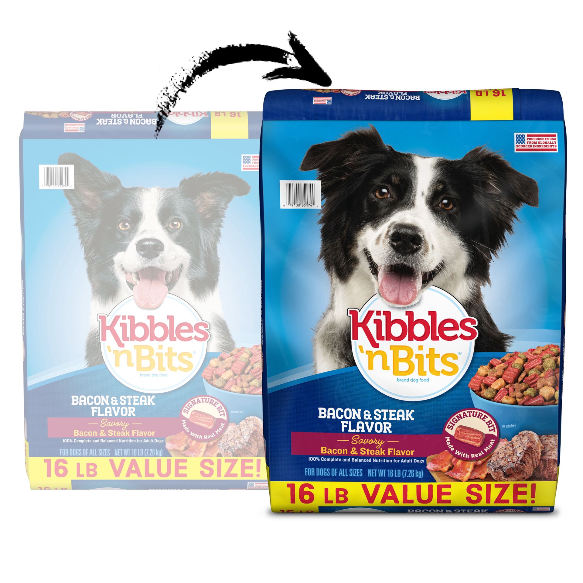 slide 3 of 7, Kibbles 'n Bits Savory Bacon & Steak Flavor Dry Dog Food, 16 lb. Bag, 16 lb