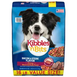 Kibbles ''n Bits Savory Bacon & Steak Flavor Dry Dog Food, 16 lb. Bag