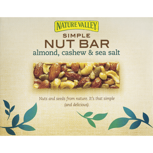 slide 7 of 9, Nature Valley Simple Nut Bar Almond, Cashew & Sea Salt, 4 ct; 4.68 oz