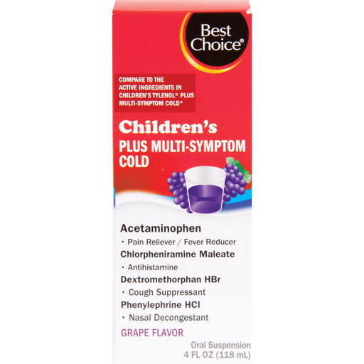 slide 1 of 1, Best Choice Childrens Plus Multisymptom Cold Grape Flavor, 4 oz