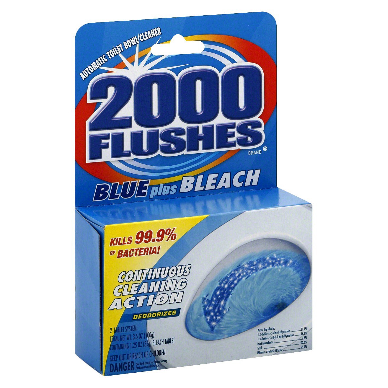 slide 1 of 9, 2000 Flushes Blue Cube W/Bleach, 3.5 oz