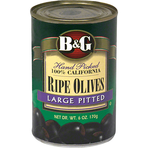 slide 1 of 1, B&G Olives Ripe Large Pitted, 6 oz
