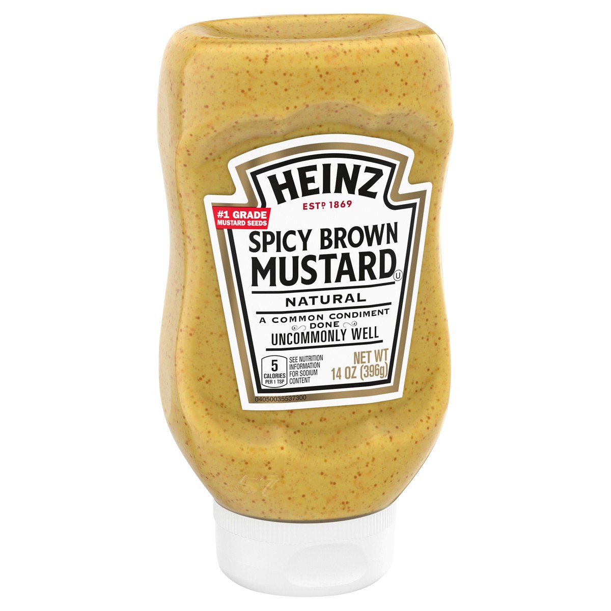 slide 2 of 9, Heinz 100% Natural Spicy Brown Mustard, 14 oz Bottle, 14 oz