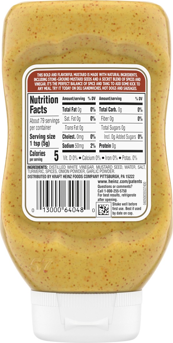 slide 7 of 9, Heinz 100% Natural Spicy Brown Mustard, 14 oz Bottle, 14 oz