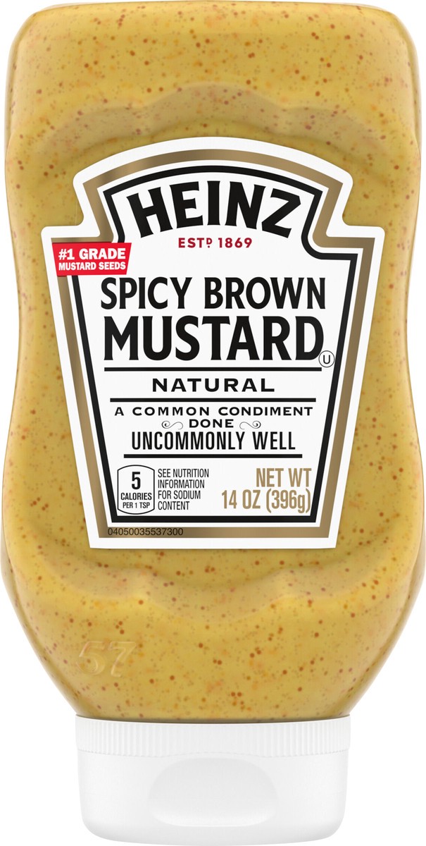 slide 8 of 9, Heinz 100% Natural Spicy Brown Mustard, 14 oz Bottle, 14 oz