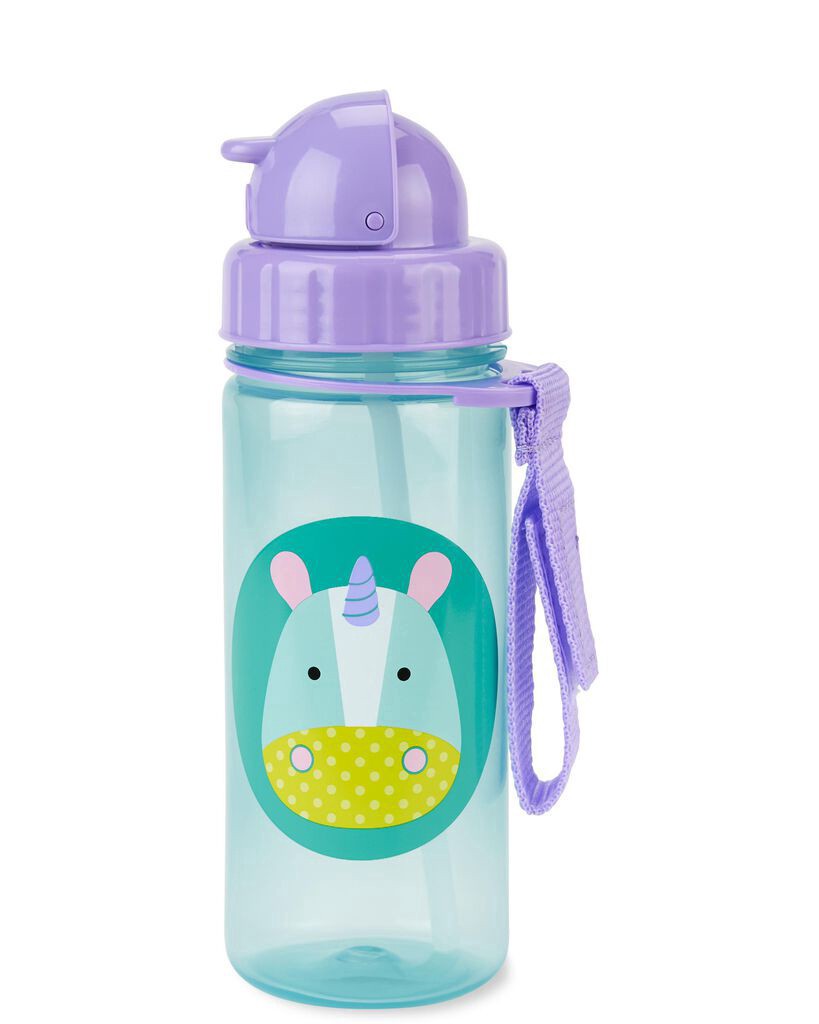 slide 4 of 4, Skiphop ZOO Straw Bottle - 13 oz - Unicorn Unicorn NS, 13 oz