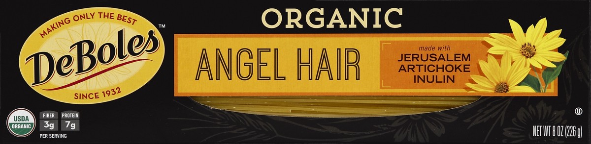 slide 5 of 6, DeBoles Organic Angel Hair Pasta made with Jerusalem Artichoke Inulin, 8 oz