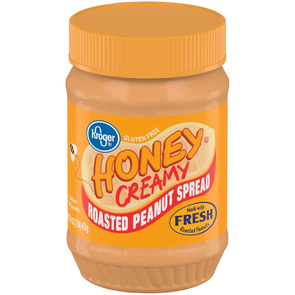 slide 1 of 1, Kroger Honey Creamy Roasted Peanut Spread Gluten Free, 16 oz