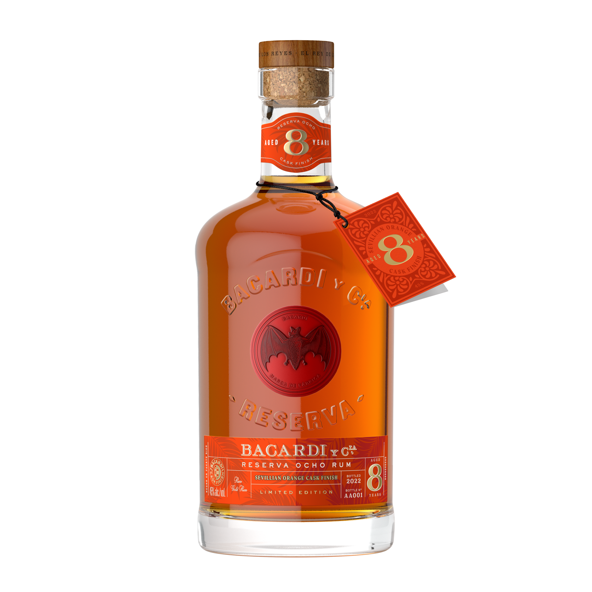slide 1 of 1, Bacardí Bacardi Reserva Ocho Sevillian Orange Cask Finish 45% 75Cl/750Ml, 750 ml