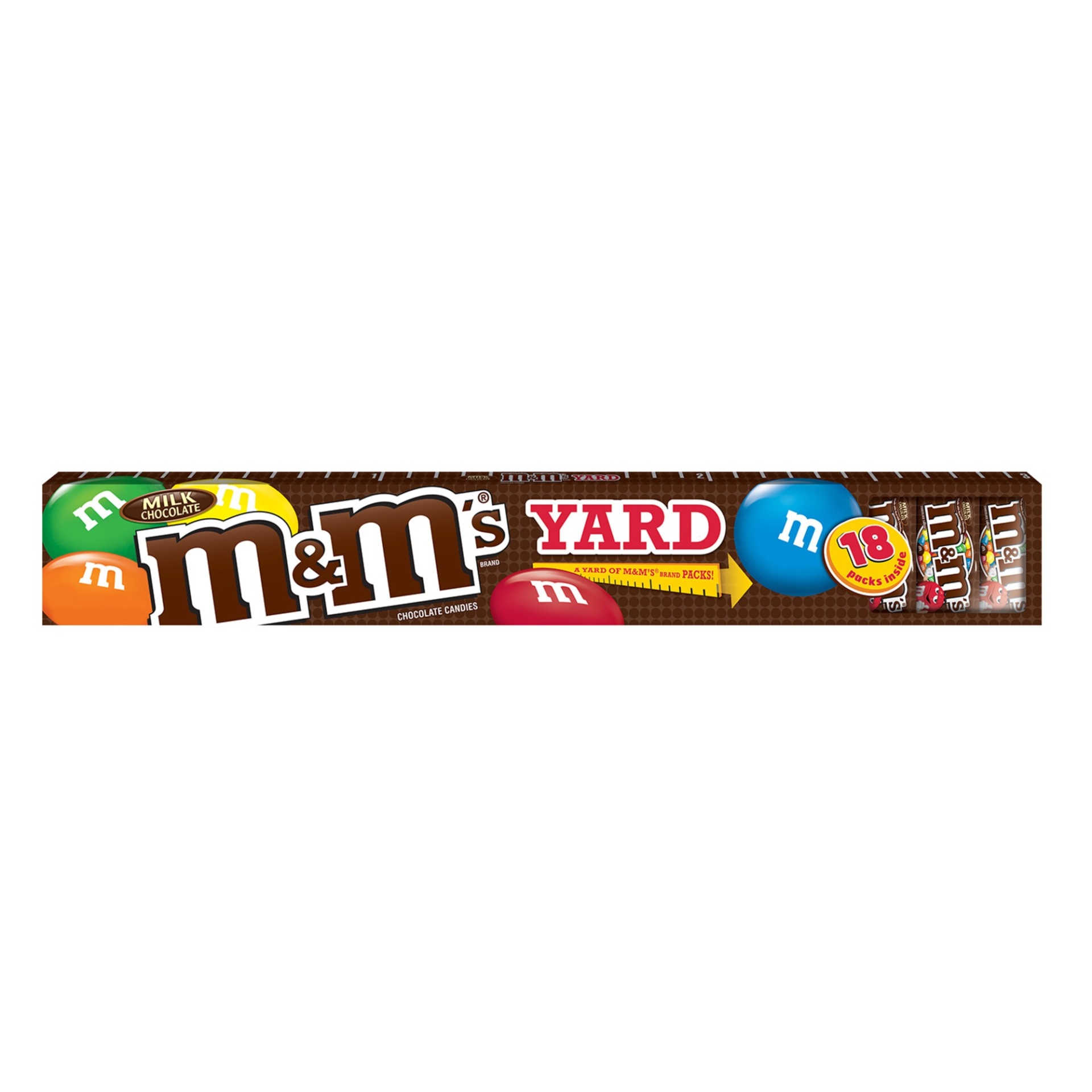 slide 1 of 1, M&M's Holiday Yard Of Milk Chocolate Candy 18-Count Pack, 30.42 oz