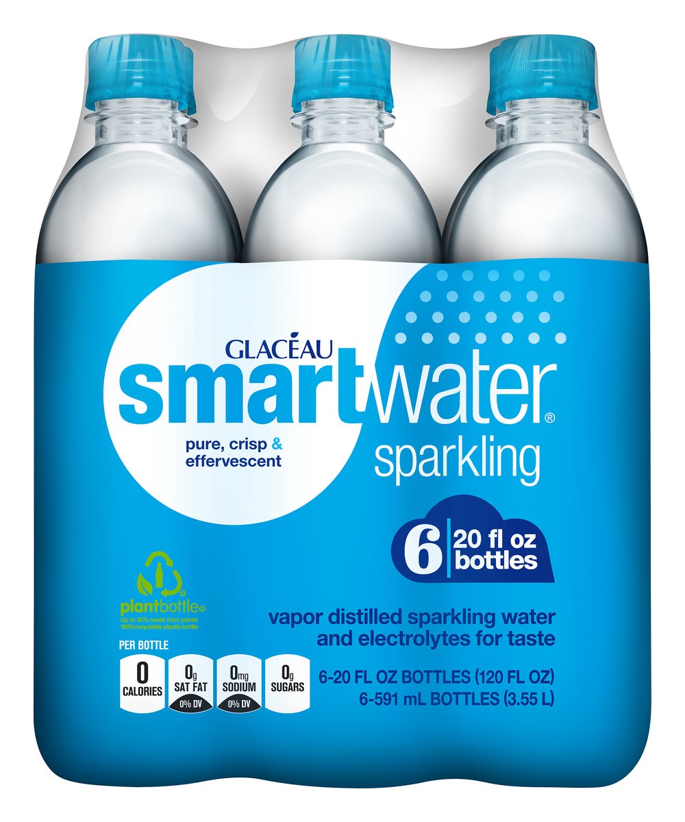 slide 1 of 9, smartwater Sparkling Bottles, 6 ct; 20 fl oz