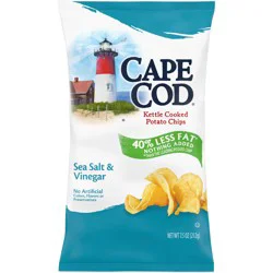Cape Cod Less Fat Sea Salt & Vinegar Chips, 7.5 oz Bag