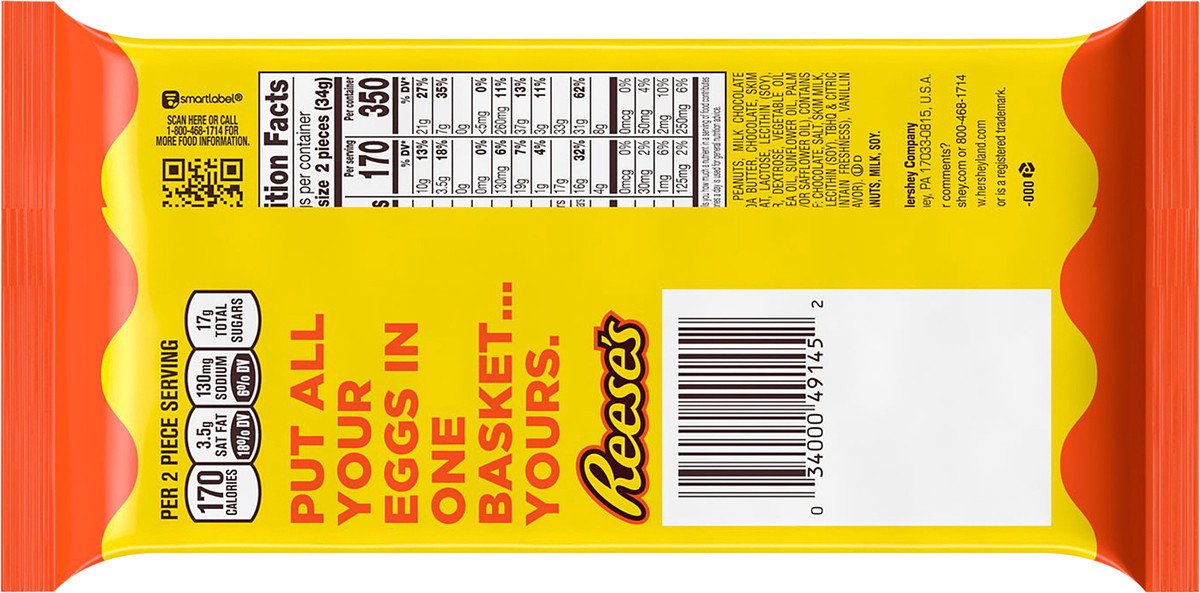 slide 3 of 8, Reese's Milk Chocolate Snack Size Peanut Butter Eggs, Easter Candy Packs, 0.6 oz (4 Count), 0.6 oz