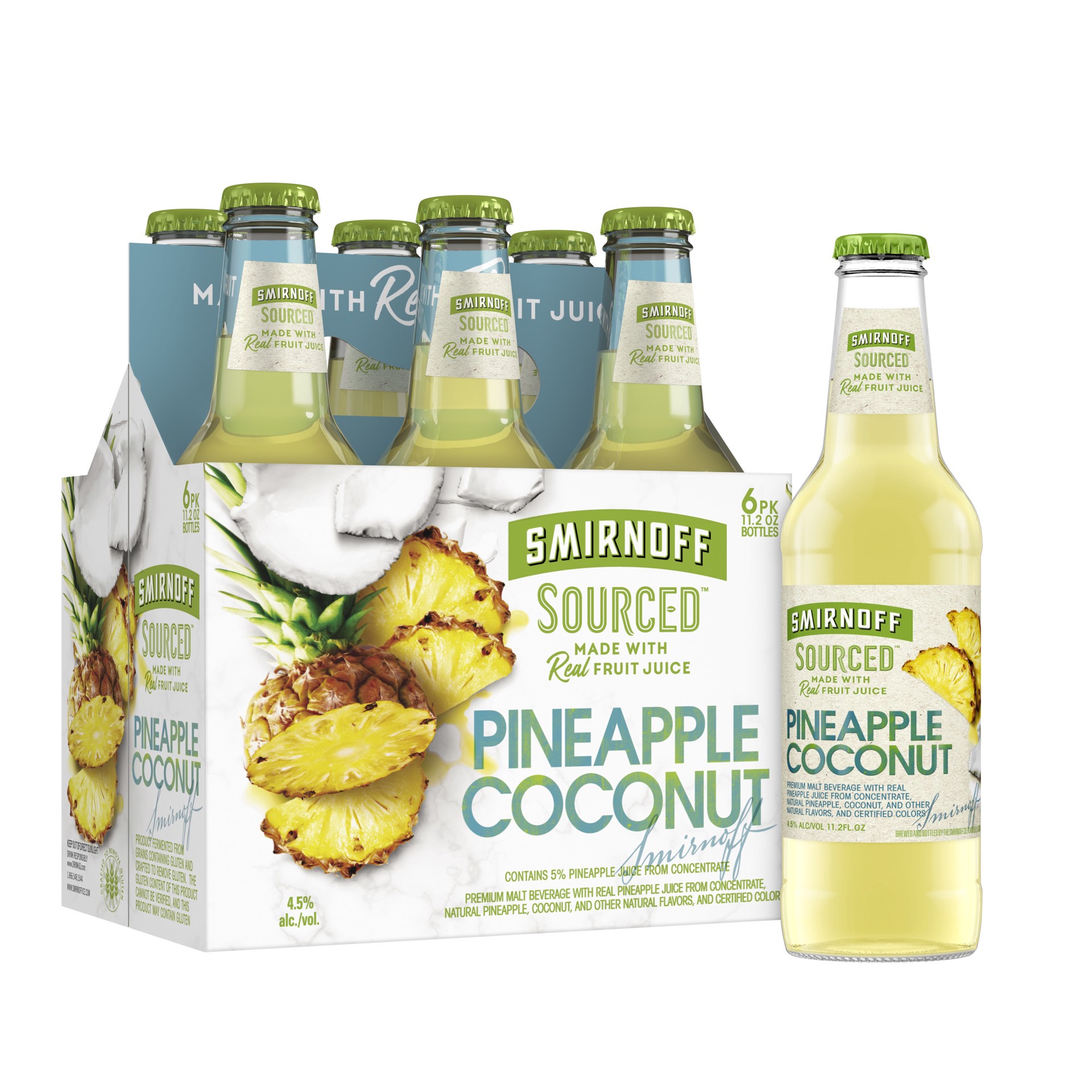 slide 3 of 7, Smirnoff Sourced Pineapple Coconut Beer 6 ea, 67.2 fl oz