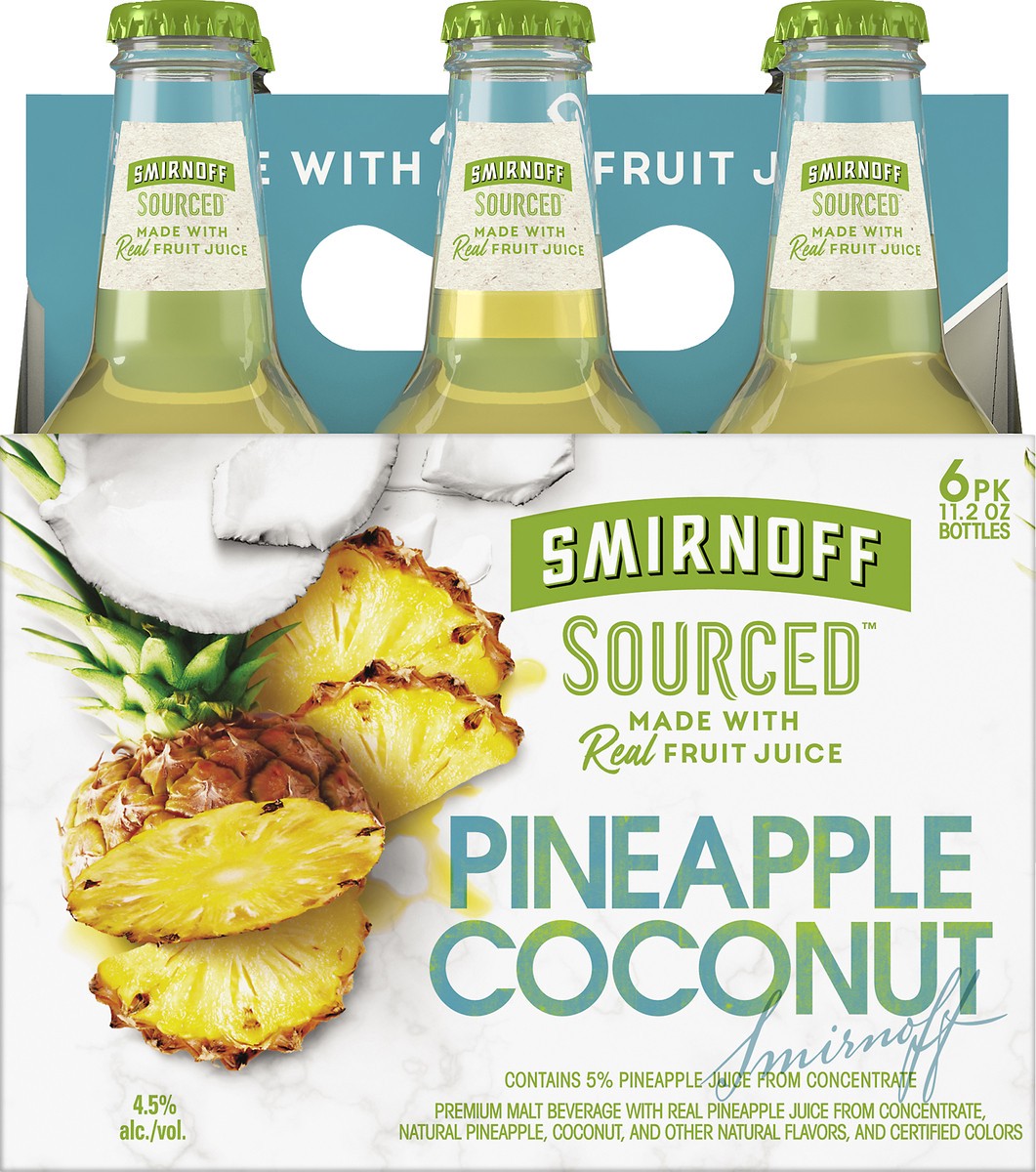 slide 1 of 7, Smirnoff Sourced Pineapple Coconut Beer 6 ea, 67.2 oz
