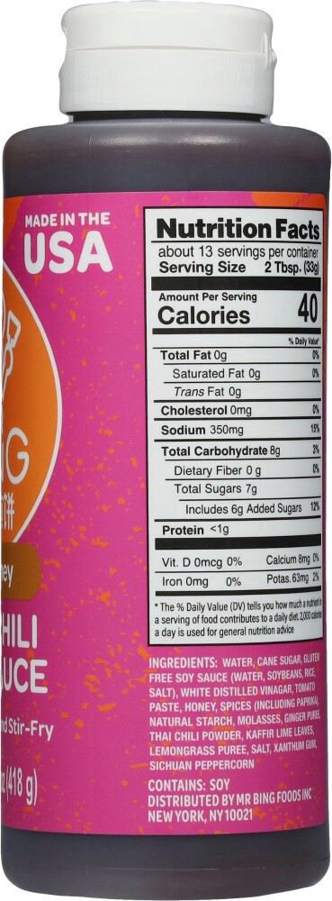 slide 3 of 4, Mr Bing Hot Honey Thai Chili Crisp BBQ Sauce, 14.75 oz
