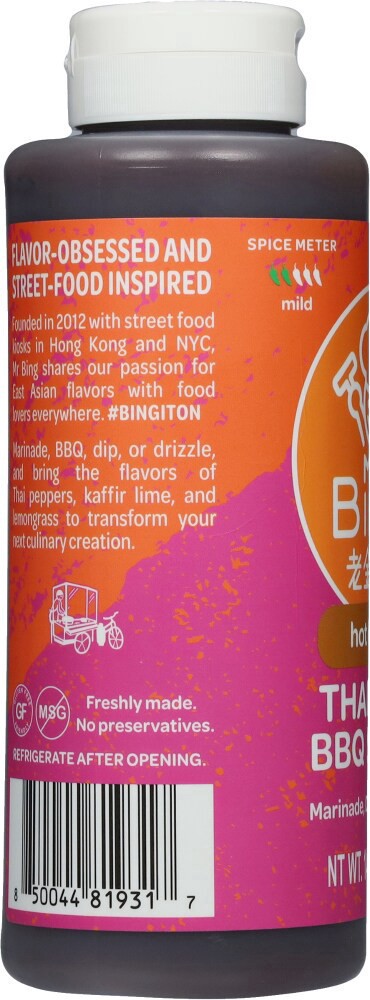 slide 4 of 4, Mr Bing Hot Honey Thai Chili Crisp BBQ Sauce, 14.75 oz