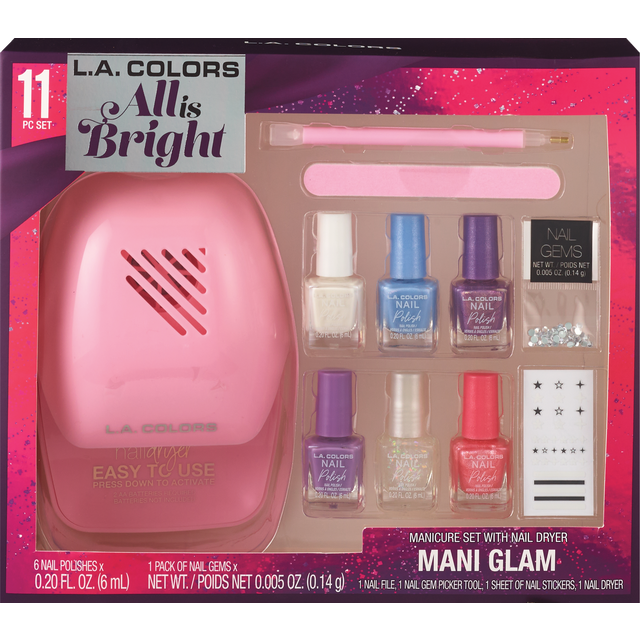 slide 1 of 1, LA COLORS Lac 11Pc Mani Glam W Nail Dryer, 1 ct