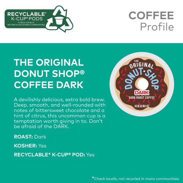 slide 13 of 29, The Original Donut Shop Dark Keurig Single-Serve K-Cup Pods, Dark Roast Coffee- 10 ct, 10 ct