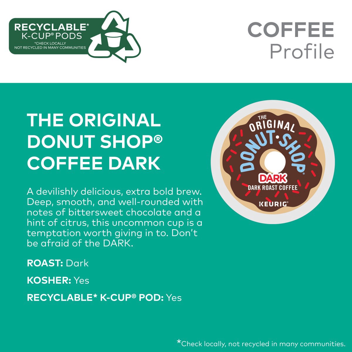 slide 5 of 29, The Original Donut Shop Dark Keurig Single-Serve K-Cup Pods, Dark Roast Coffee- 10 ct, 10 ct