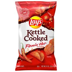 Lay''s Kettle Cooked Potato Chips Flamin'' Hot Flavored 8 Oz