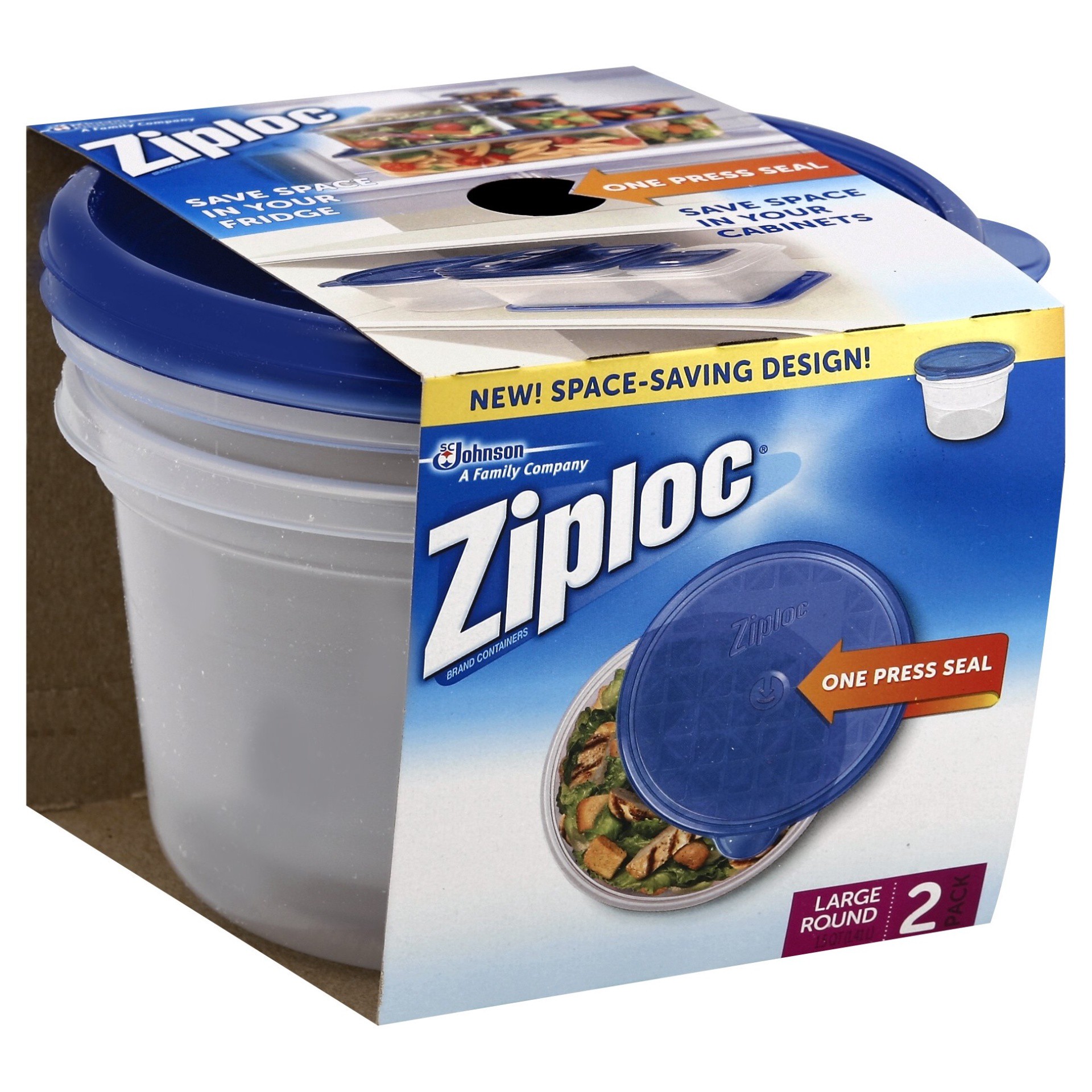 slide 1 of 4, Ziploc Large Round Container, 2 ct; 1.5 qt