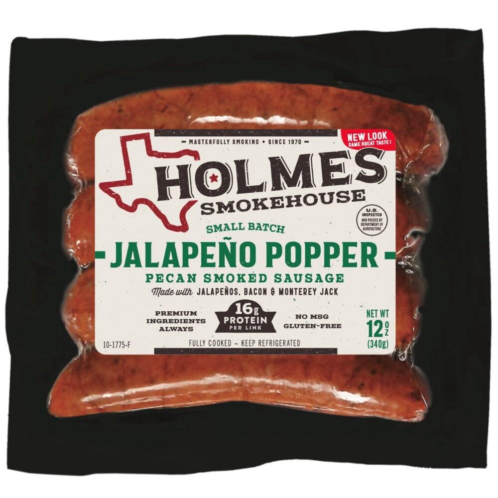 slide 2 of 2, Holmes Smokehouse Jalapeno Popper Pecan Smoked Sausage Links, 12 oz