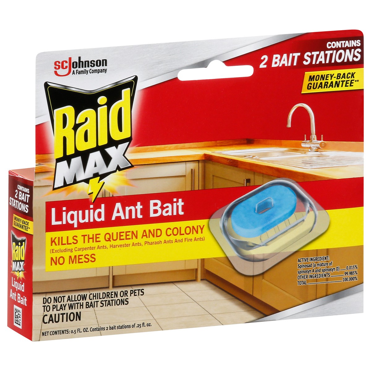 slide 3 of 9, Raid Max Liquid Ant Bait, Outdoor and Indoor Ant Poison Bait Stations for Home, 2 Count. .25 fl. oz. Each Bait Station, 2 ct