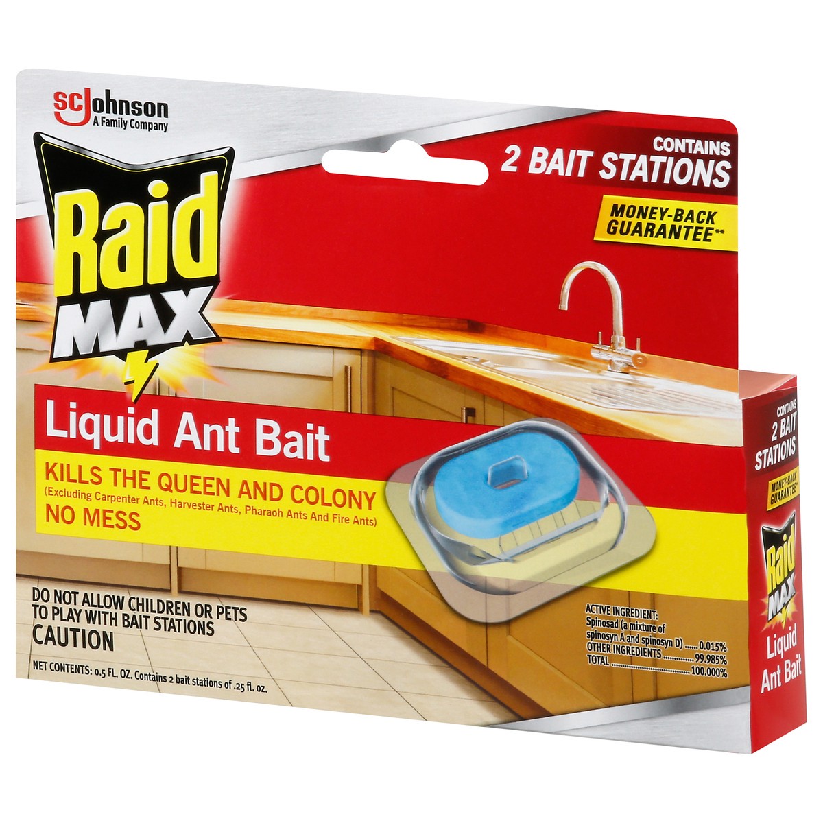 slide 5 of 9, Raid Max Liquid Ant Bait, Outdoor and Indoor Ant Poison Bait Stations for Home, 2 Count. .25 fl. oz. Each Bait Station, 2 ct