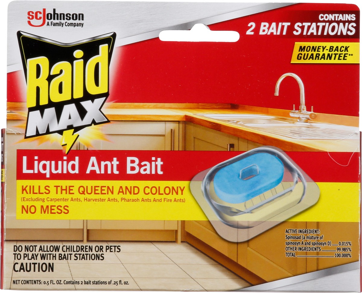 slide 2 of 9, Raid Max Liquid Ant Bait, Outdoor and Indoor Ant Poison Bait Stations for Home, 2 Count. .25 fl. oz. Each Bait Station, 2 ct