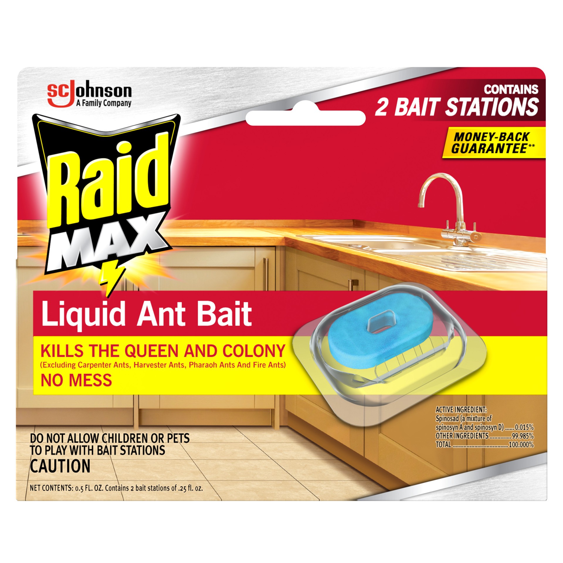 slide 1 of 9, Raid Max Liquid Ant Bait, Outdoor and Indoor Ant Poison Bait Stations for Home, 2 Count. .25 fl. oz. Each Bait Station, 2 ct