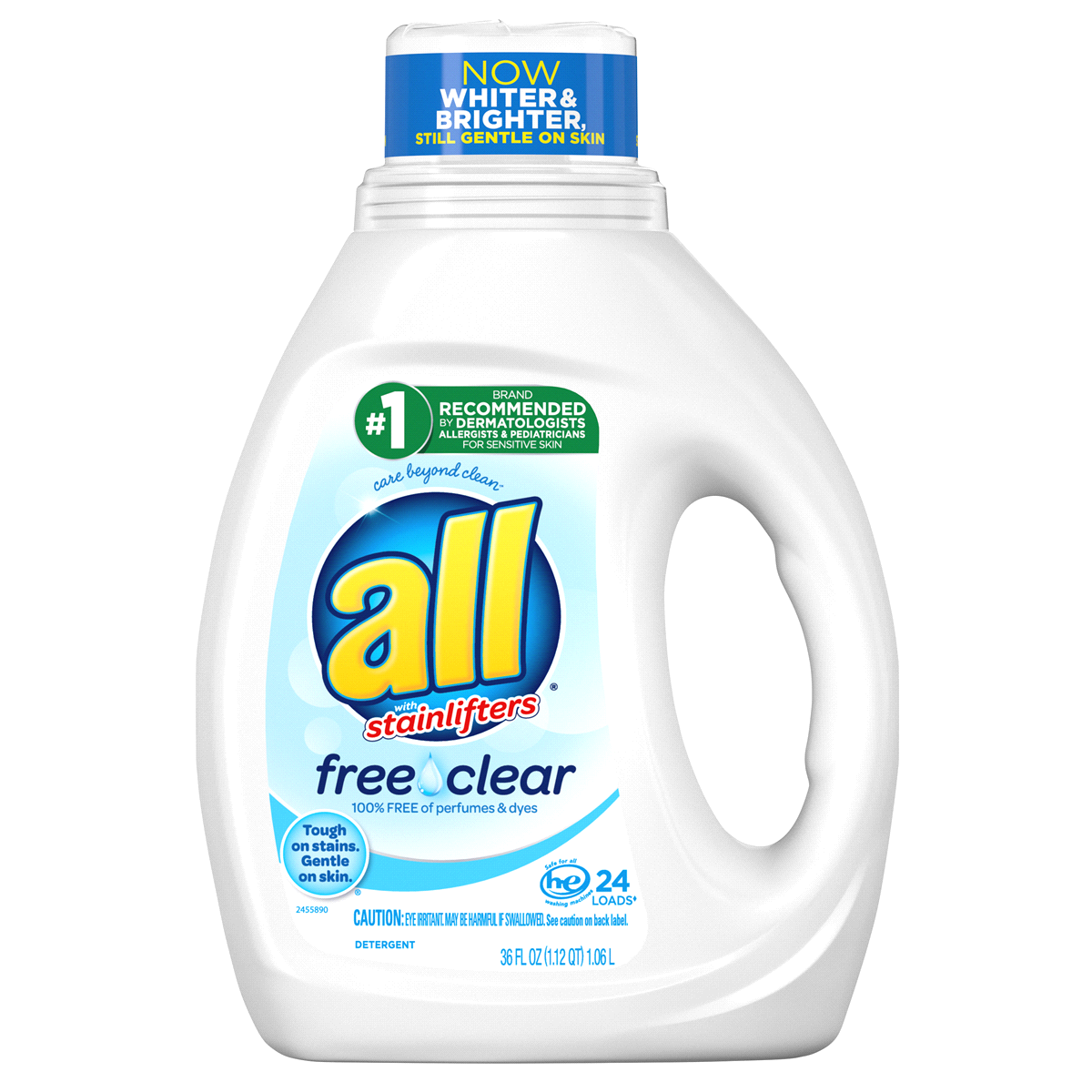 slide 1 of 1, All with Stainlifters Free Clear Liquid Laundry Detergent, 36 fl oz