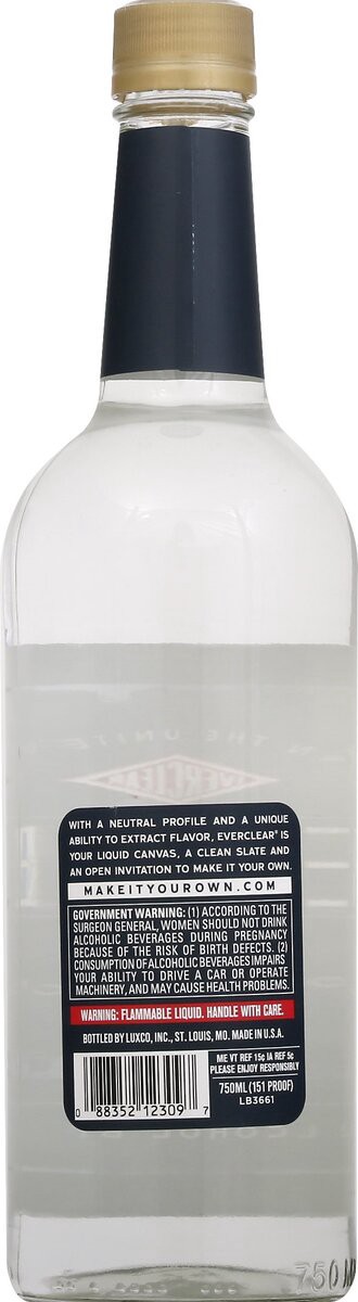 slide 4 of 9, Everclear Alcohol 151 Proof, 750ML, 750 oz