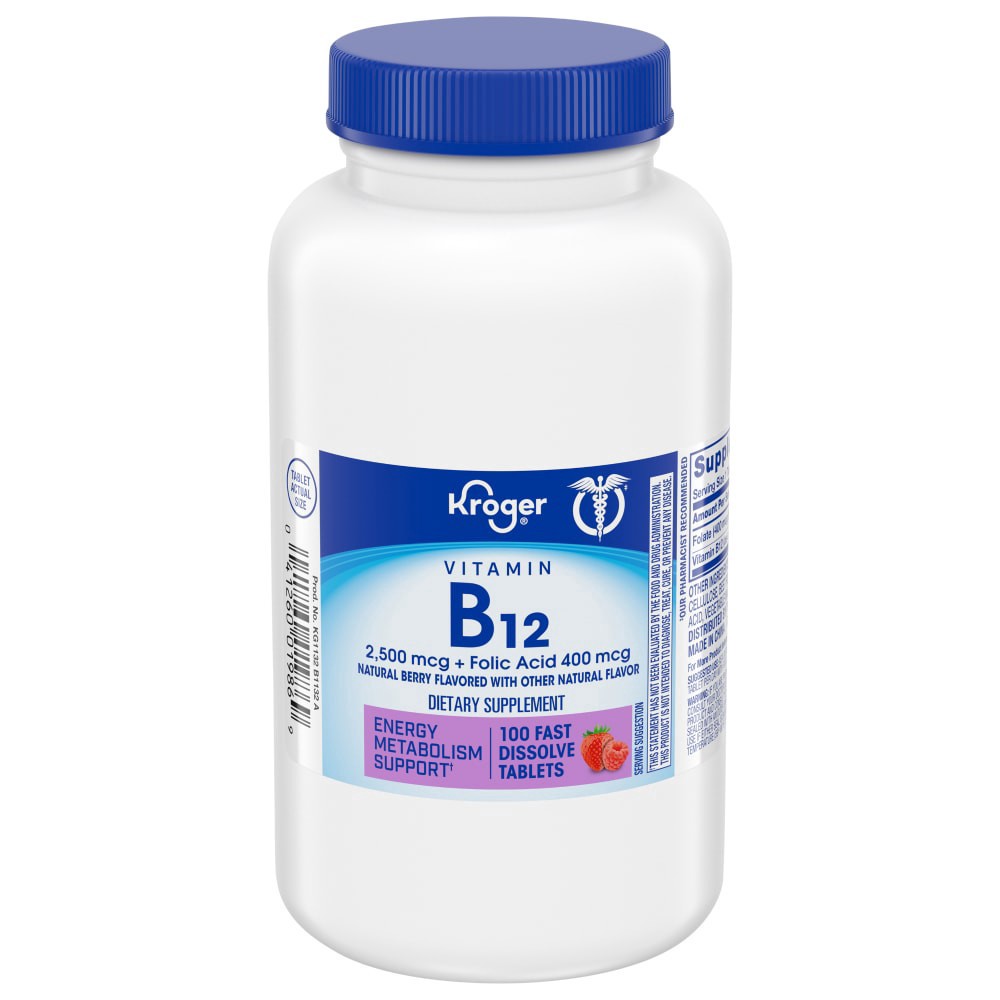 slide 6 of 6, Kroger B12 Vitamins, 100 ct