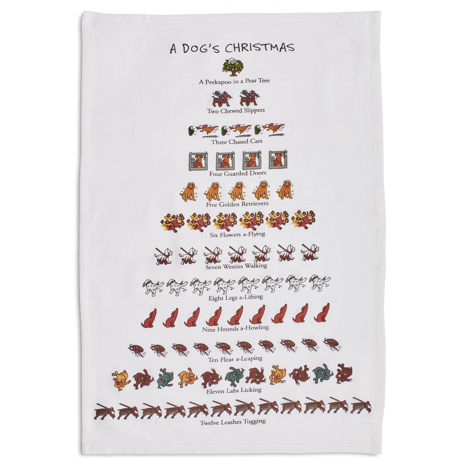 slide 1 of 1, Sur La Table The Dog Lovers 12 Days of Christmas Flour Sack Towel, 26 in x 18 in