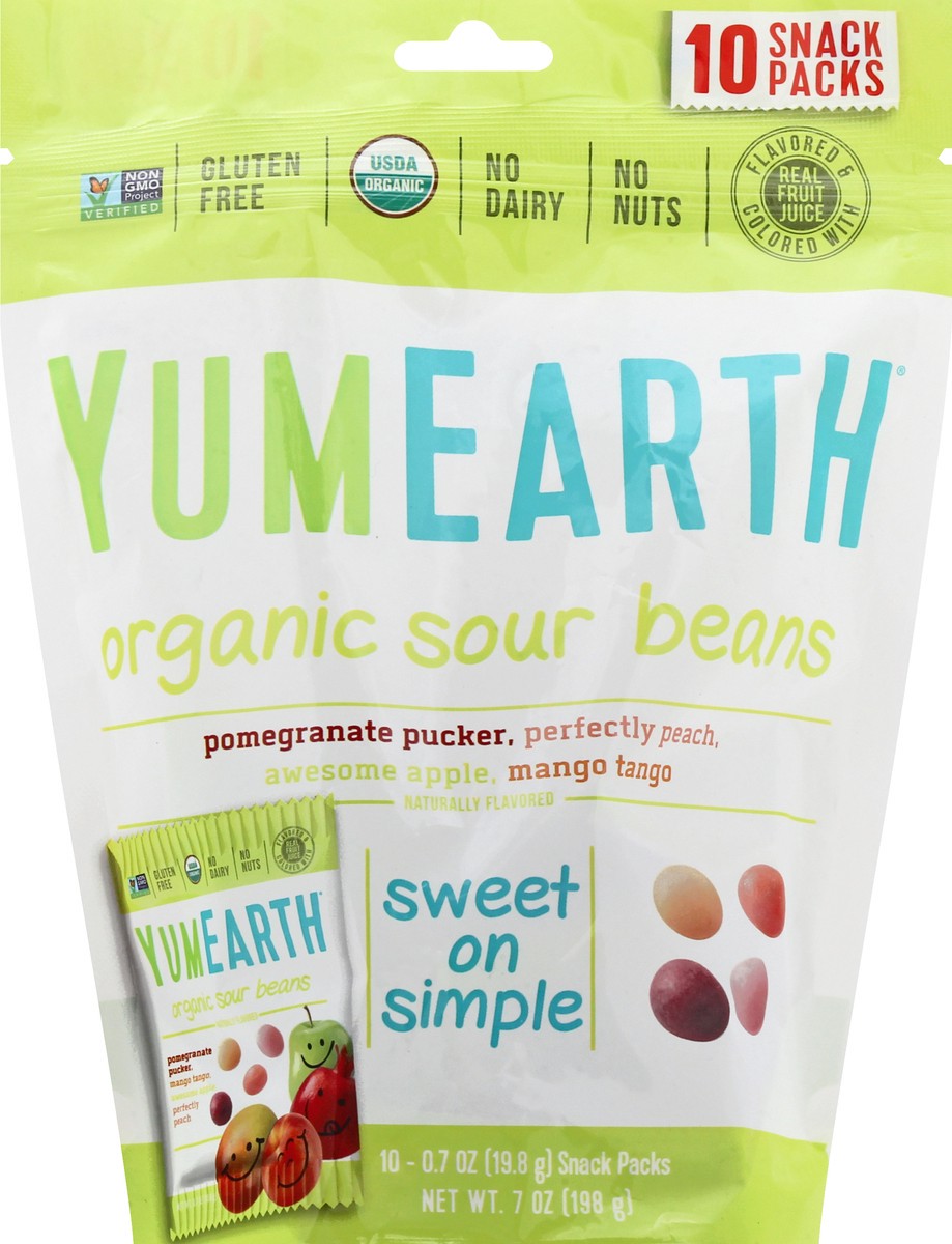 slide 1 of 9, YumEarth Organic Sour Beans, 10 ct; 0.7 oz