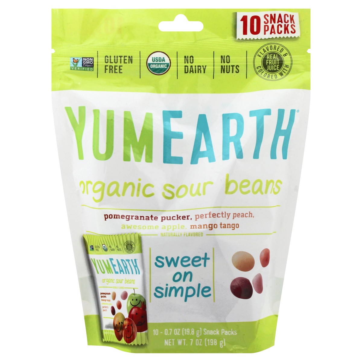 slide 1 of 9, YumEarth Organic Sour Beans, 10 ct; 0.7 oz