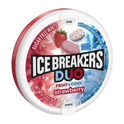 Ice Breakers Duo Fruit Plus Cool Strawberry Sugar Free Mints Tin, 1.3 oz