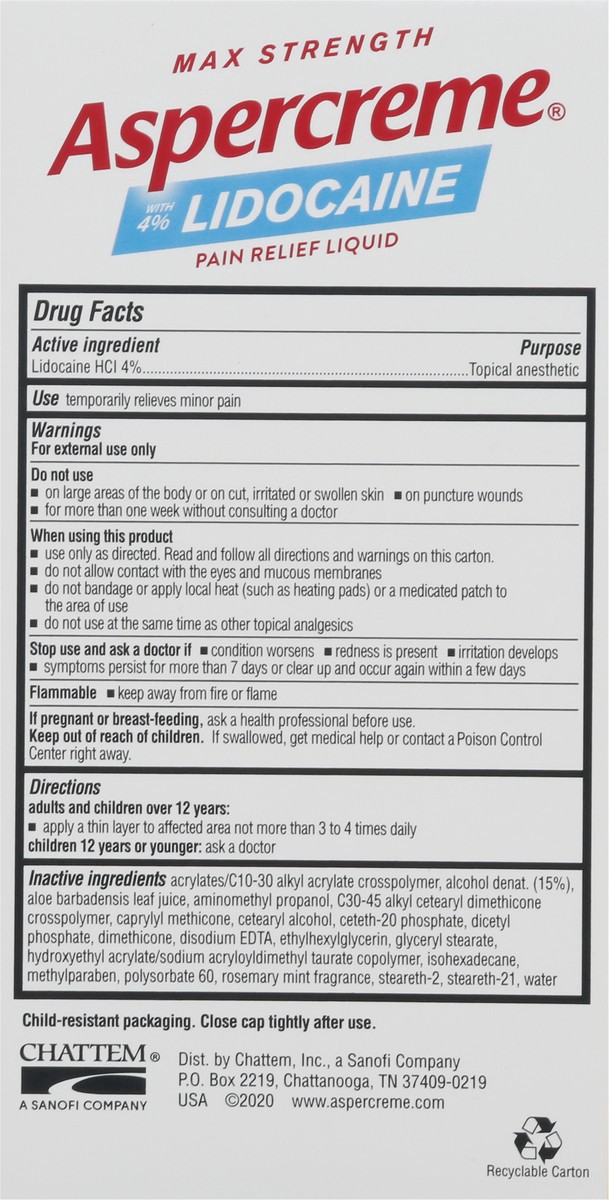 slide 5 of 9, Aspercreme Max Strength with 4% Lidocaine Pain Relief Liquid 2.5 fl oz, 2.5 fl oz