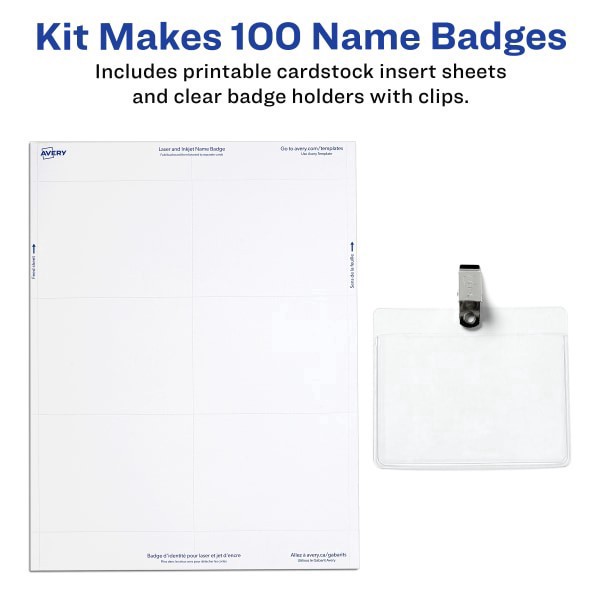 slide 5 of 7, Avery Clip Style Name Badges, Top Loading, 100 ct
