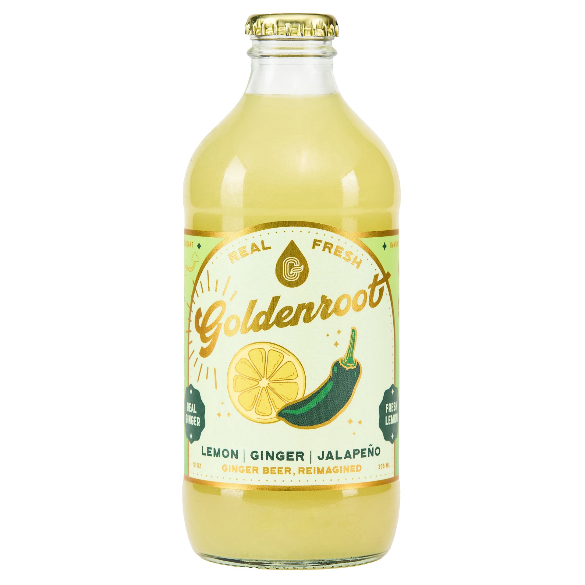 slide 1 of 1, Goldenroot Jalapeño Ginger Beer, 12 oz