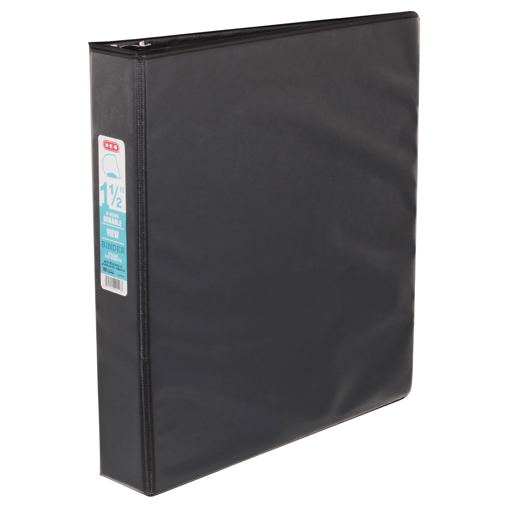 slide 1 of 1, H-E-B Black Durable View Binder, 1.5 in