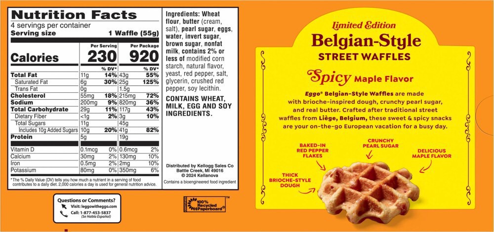 slide 6 of 6, Kellogg's® Eggo® Waffles Belgian-Style Street Waffles Spicy Maple, 7.76 oz