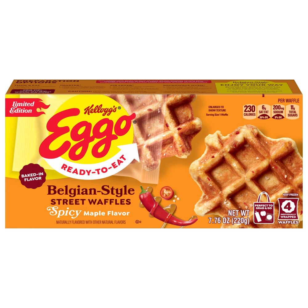 slide 3 of 6, Kellogg's® Eggo® Waffles Belgian-Style Street Waffles Spicy Maple, 7.76 oz