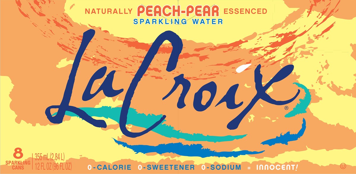 slide 4 of 7, La Croix Peach-Pear 8 Pack 12oz, 12 ct