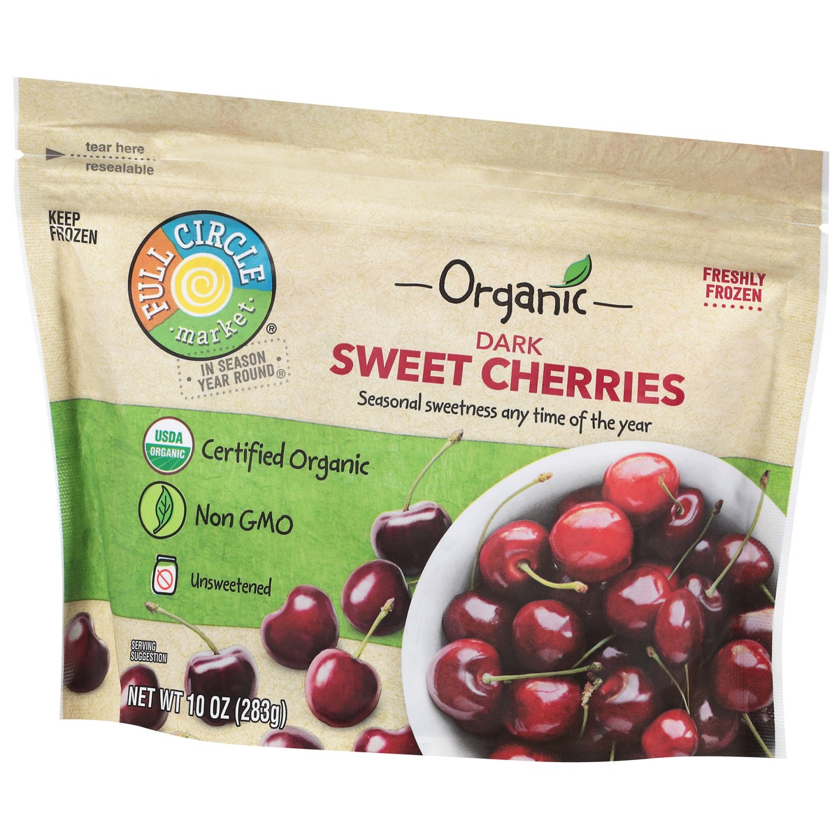 slide 3 of 9, Full Circle Market Organic Dark Unsweetened Sweet Cherries 10 oz, 10 oz