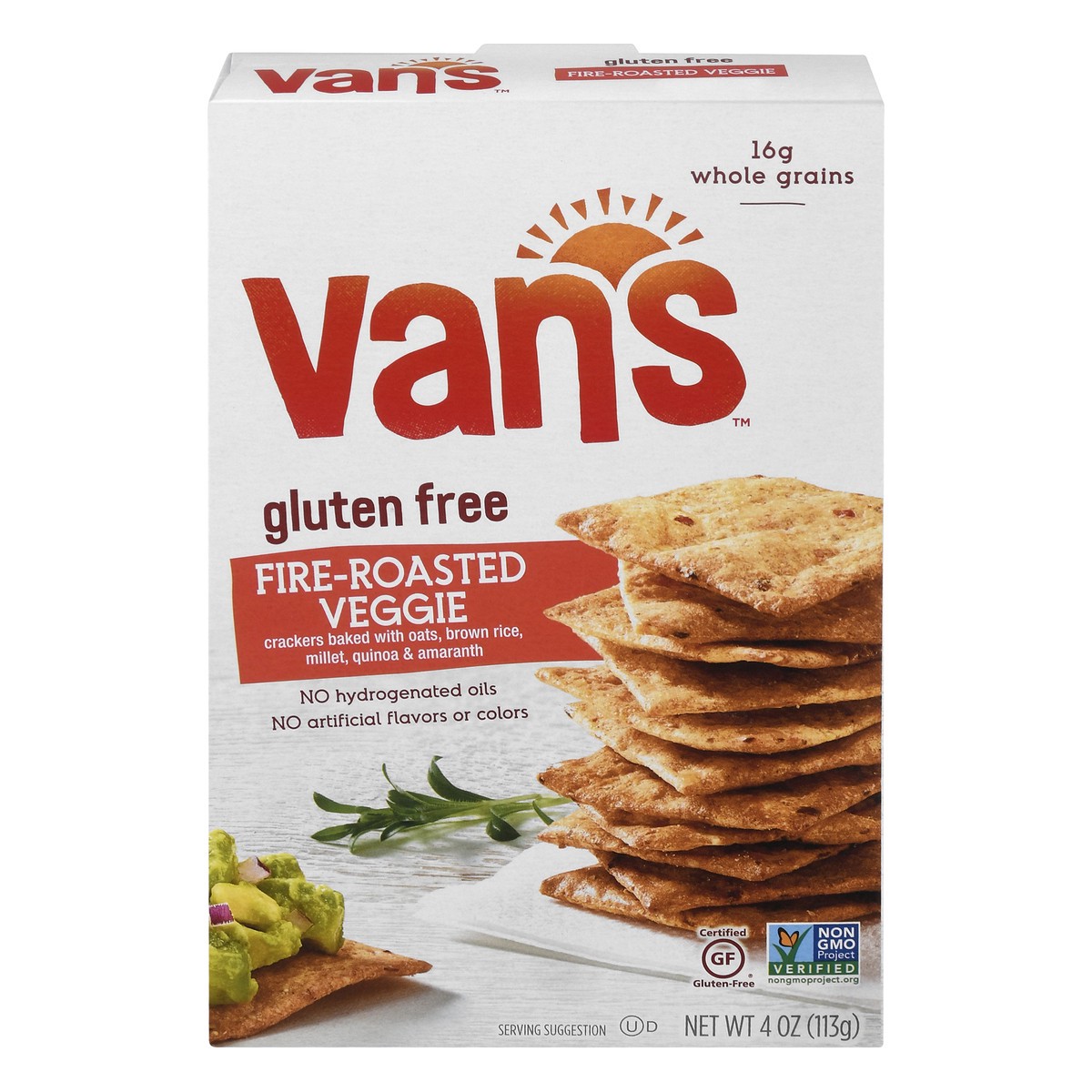 slide 1 of 7, Van's Gluten Free Fire-Roasted Veggie Crackers 4 oz, 4 oz