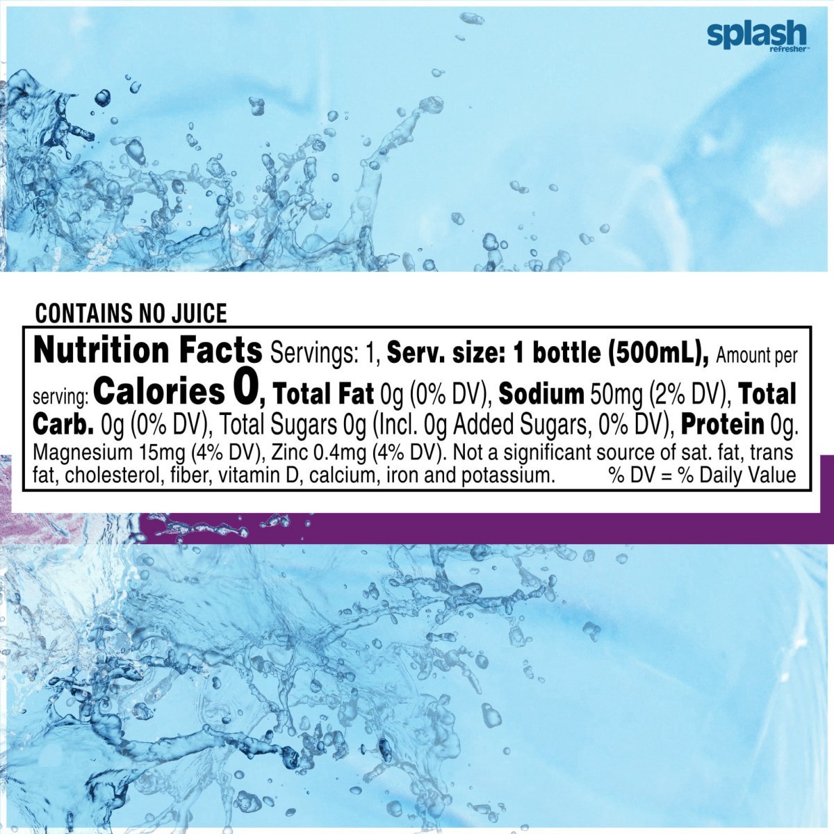 slide 3 of 3, Splash Refresher Acai Grape Flavored Water, 16.9 fl oz, 6 Pack, 16.9 fl oz